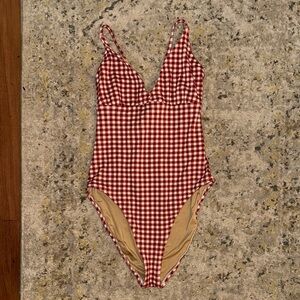 Red Gingham One-Piece Swimsuit